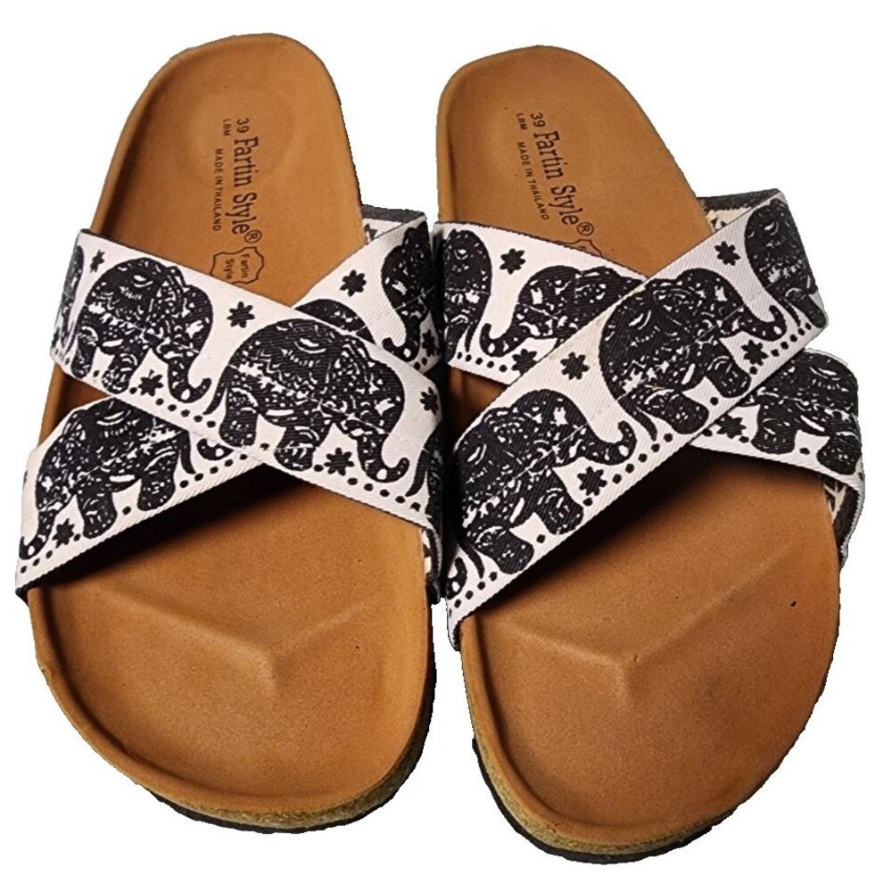Fartin Style Elephant Cross Band Cork Bed Sandals EU 39 Thailand NEW